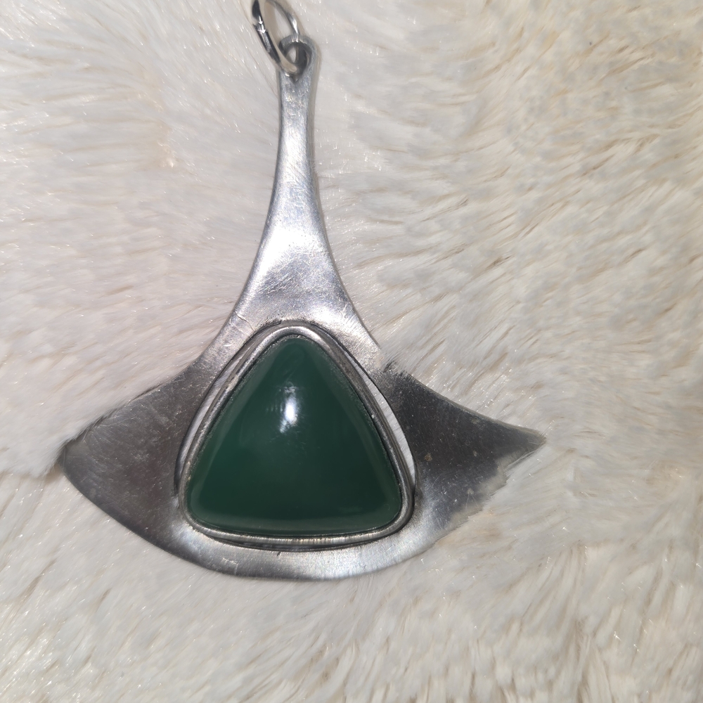 Silver Pendant with Green Stone